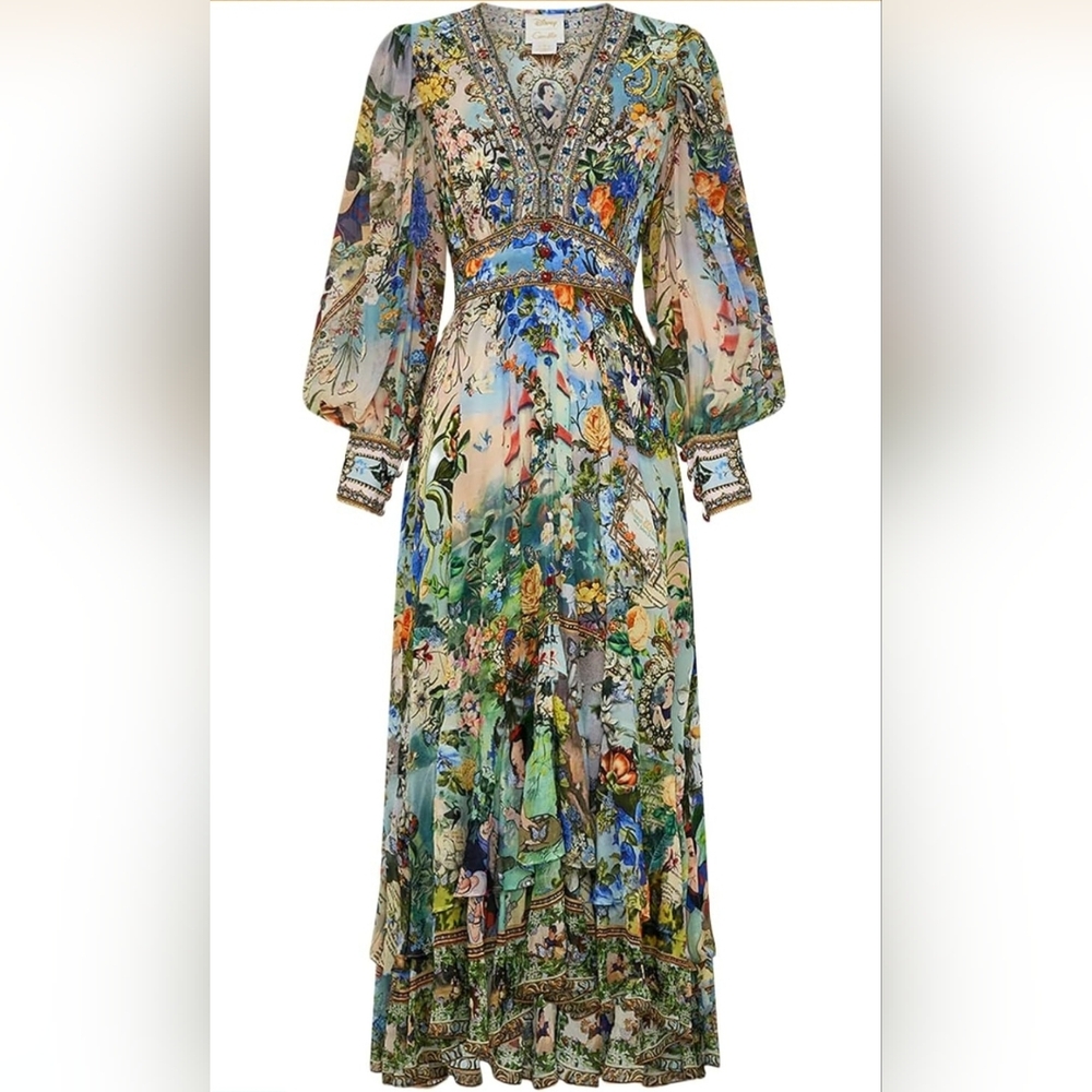 Floral Multicolor Maxi V-neck Dress NEW